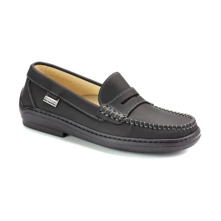 2512 - Black Sahara Leather Soft Loafer for Girl by London Kids