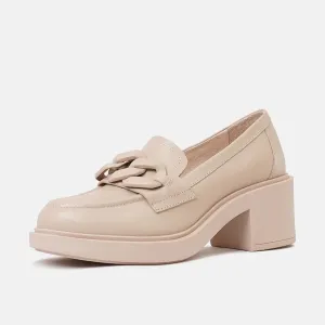 Arrigo Nude Leather Loafers