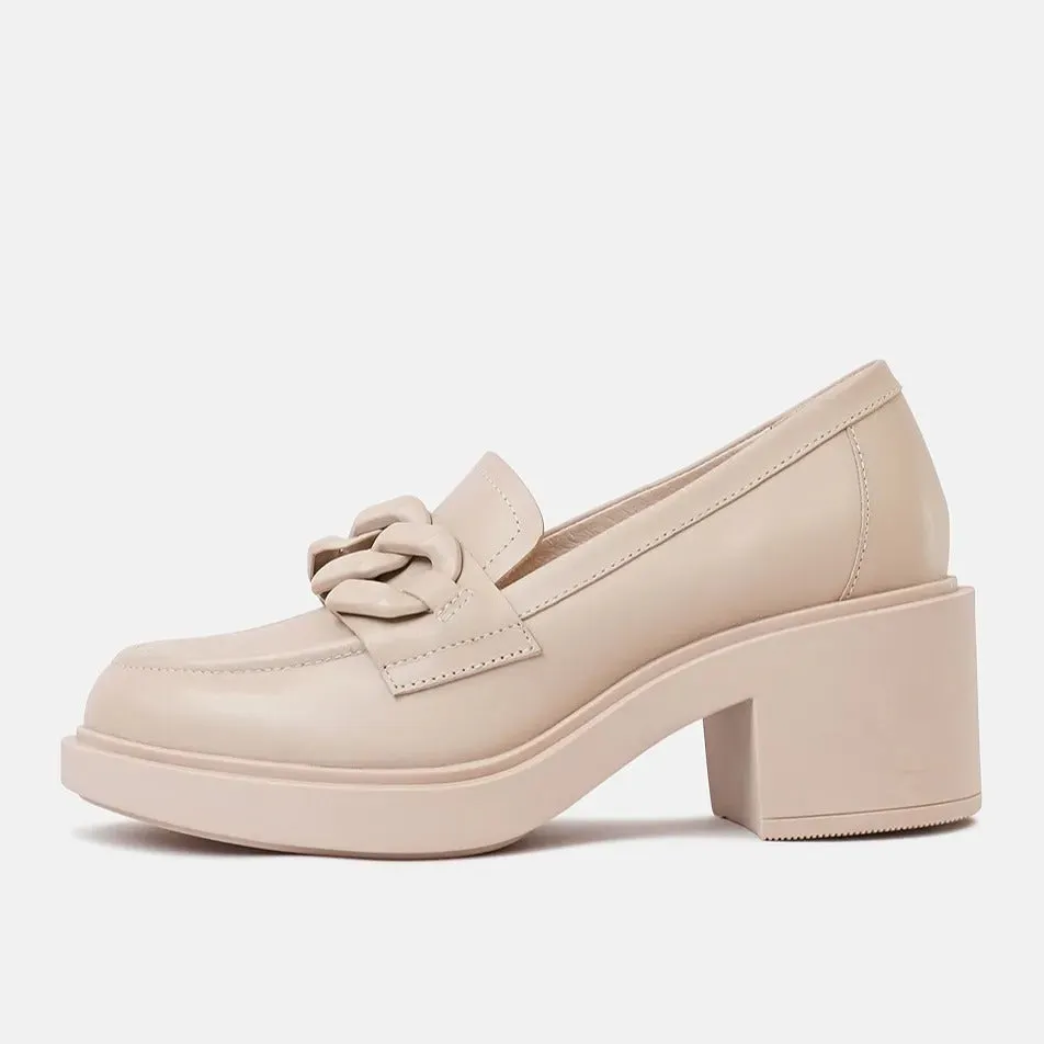 Arrigo Nude Leather Loafers