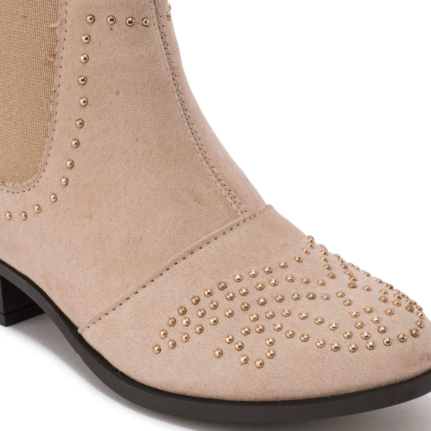 Beige Chelsea Stud Detail Ankle Boot