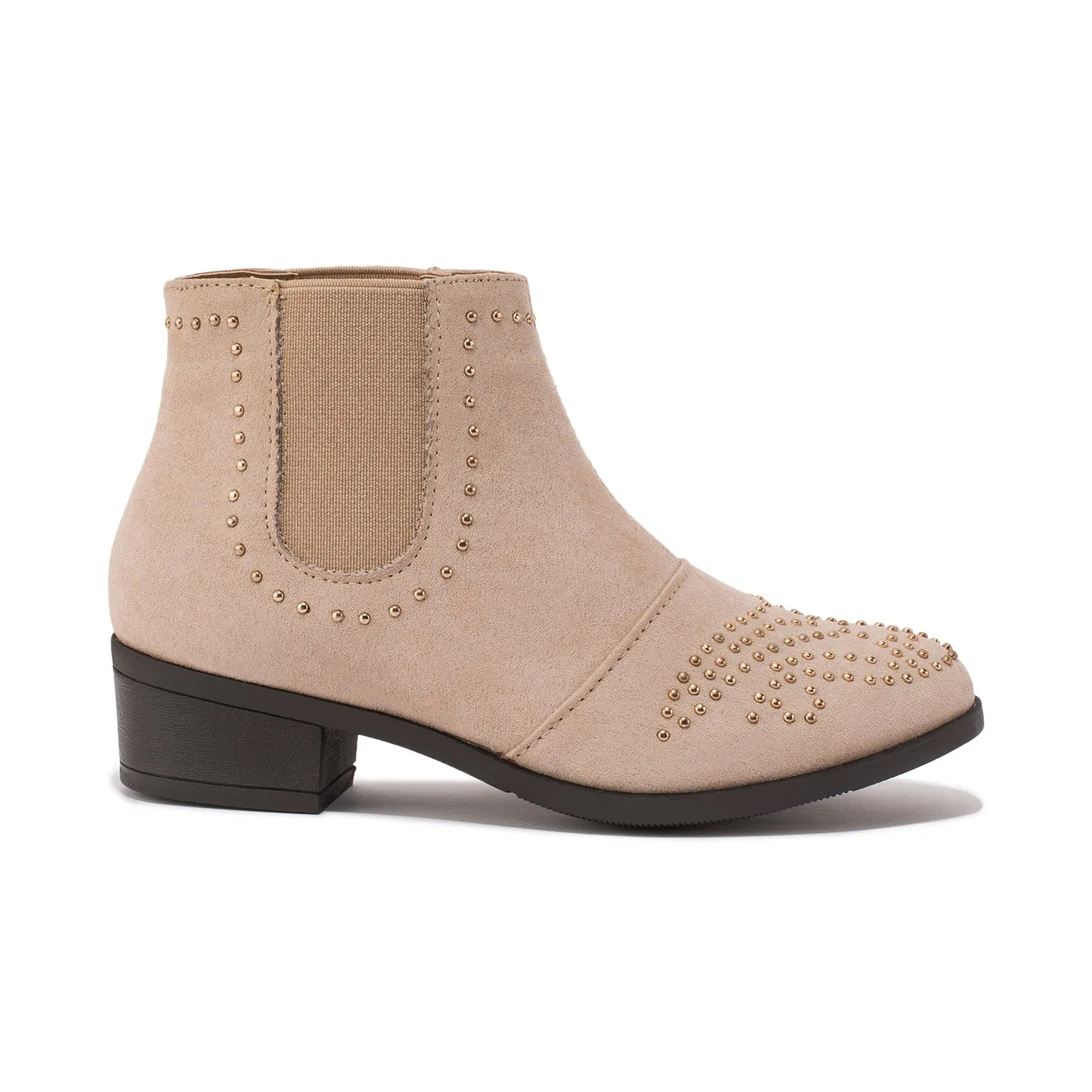 Beige Chelsea Stud Detail Ankle Boot