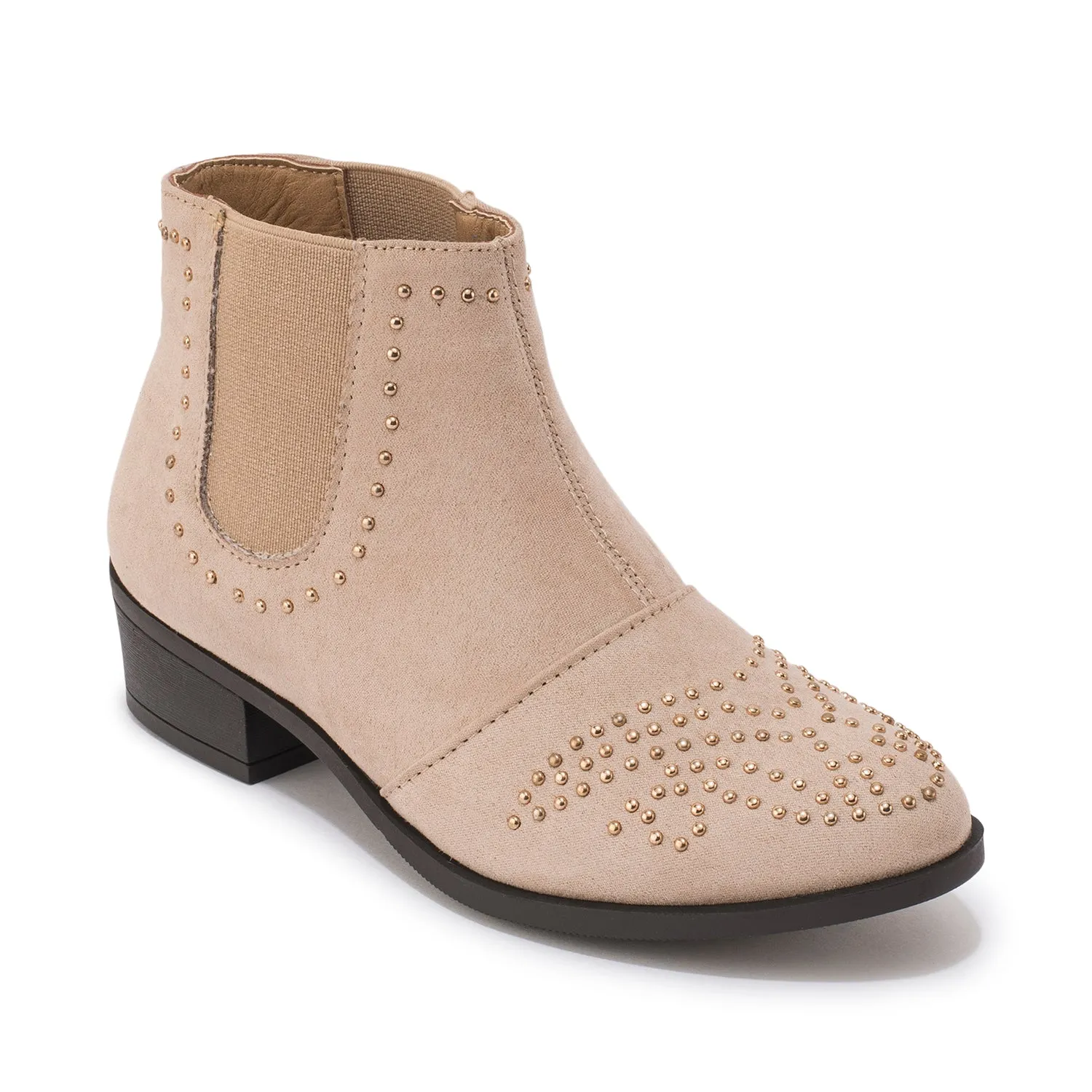 Beige Chelsea Stud Detail Ankle Boot