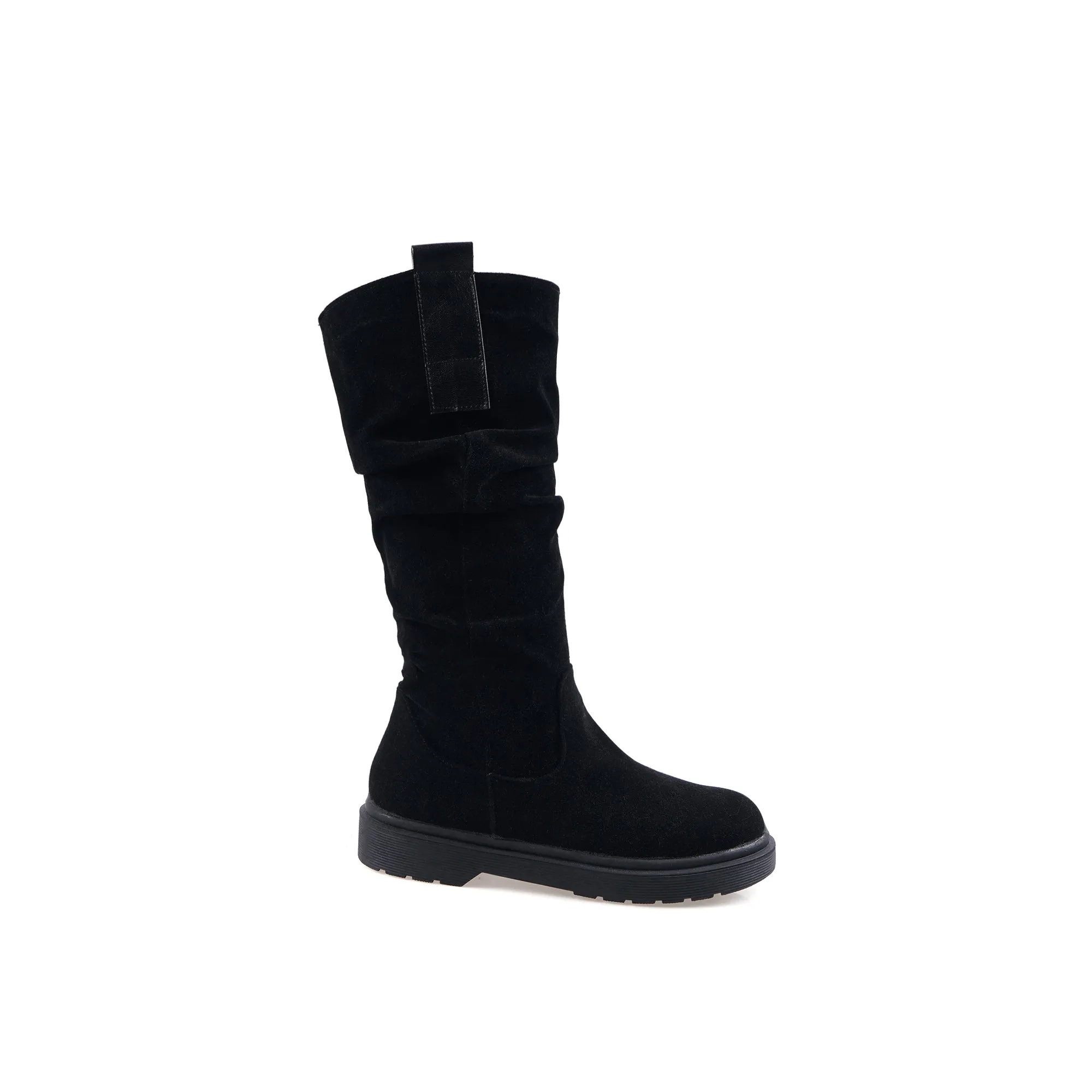 Bigsizeheels Suede warm flat snow boots - Black