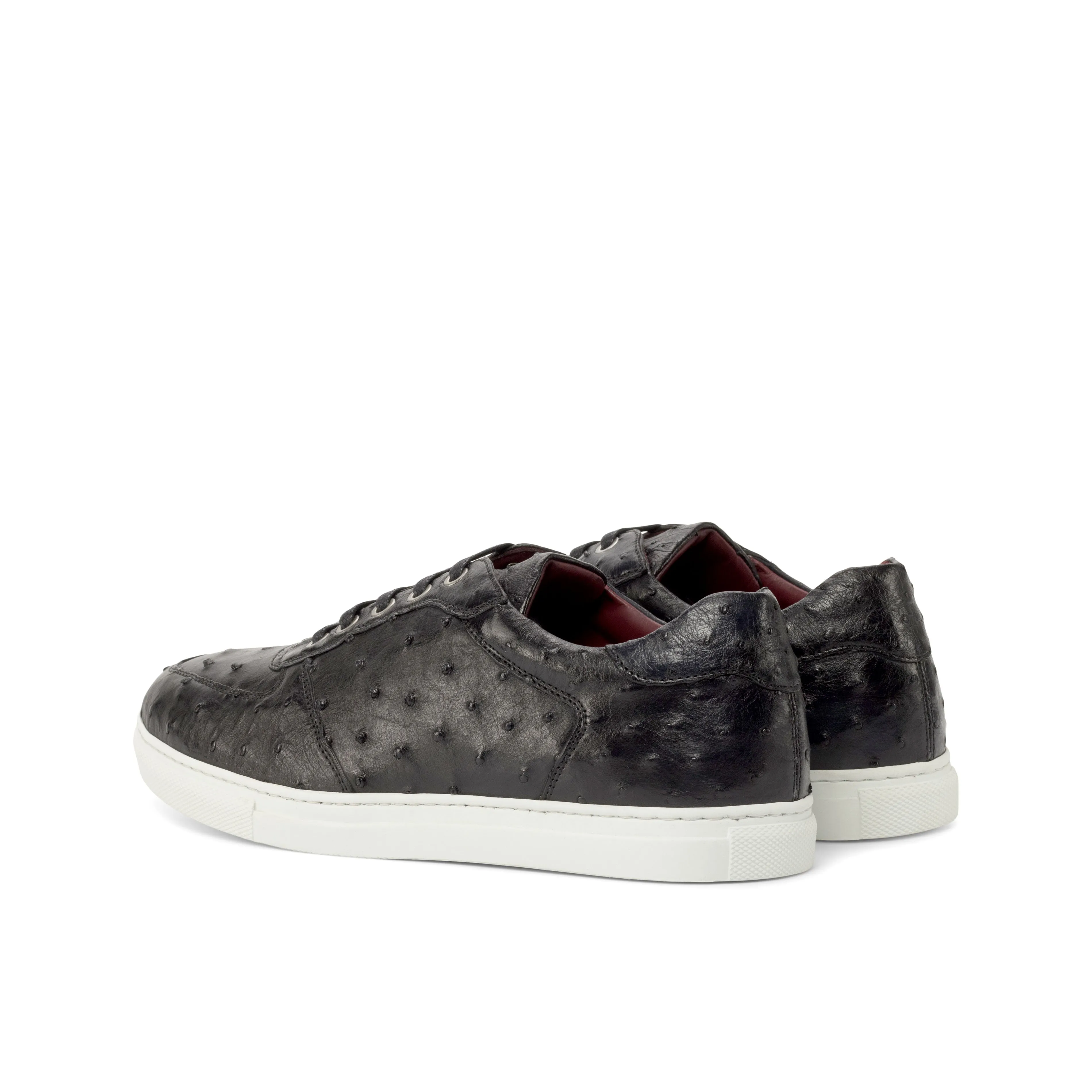 Black Ostrich Low-Top Sneakers