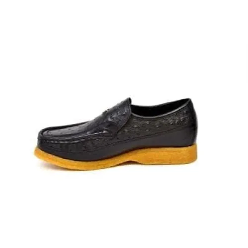 British Walkers Harlem Men's Black Leather Crepe Sole Slip On Shoes