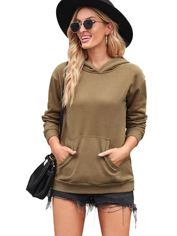 Casual Solid Drop Shoulder Hoodie & Elastic Waist Jogger Pants Two-piece Set