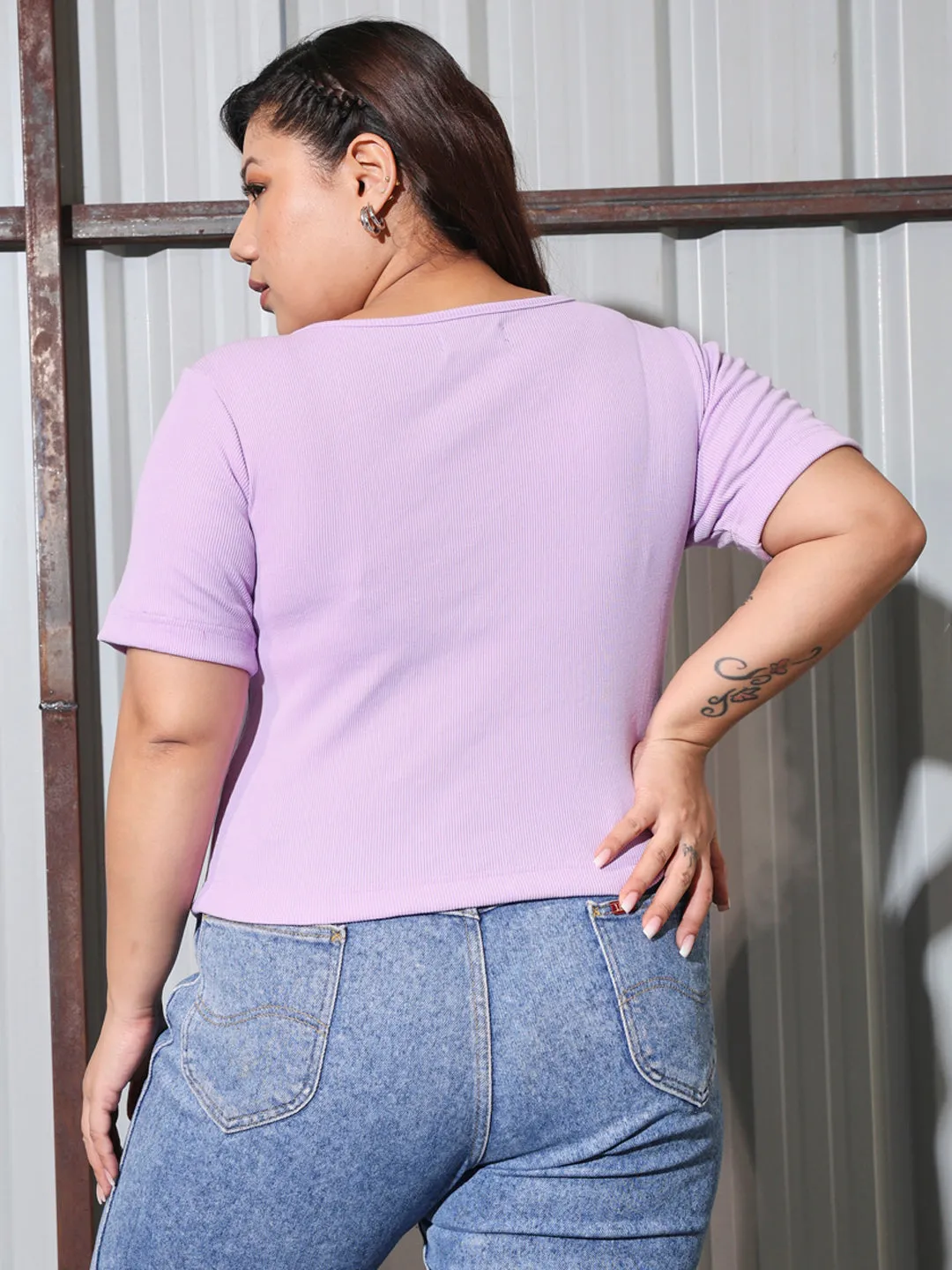 DIANA - PURPLE CORSET SHORT SLEEVE PLUS TOP