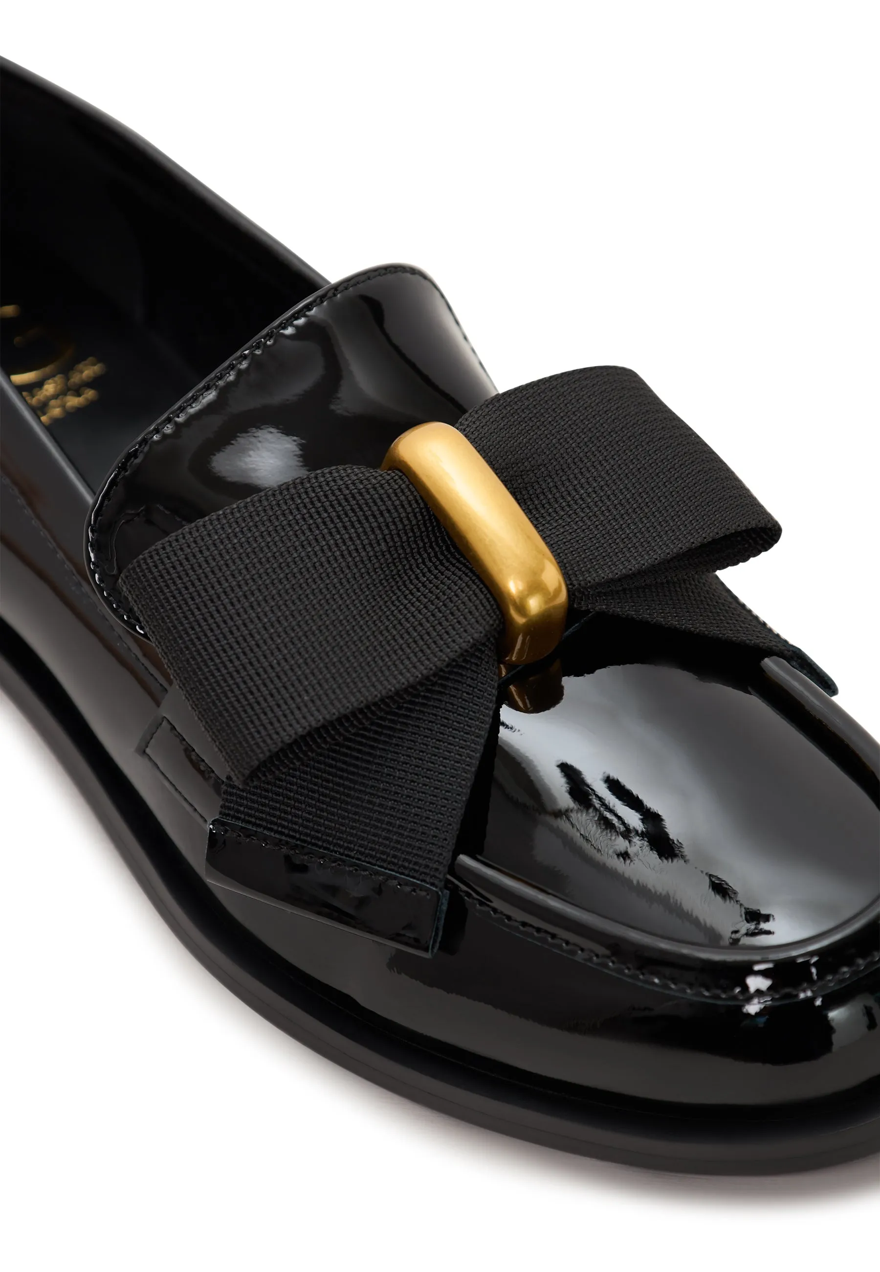 Elegant Loafers with Gold Bow Dorothy - Patent Black