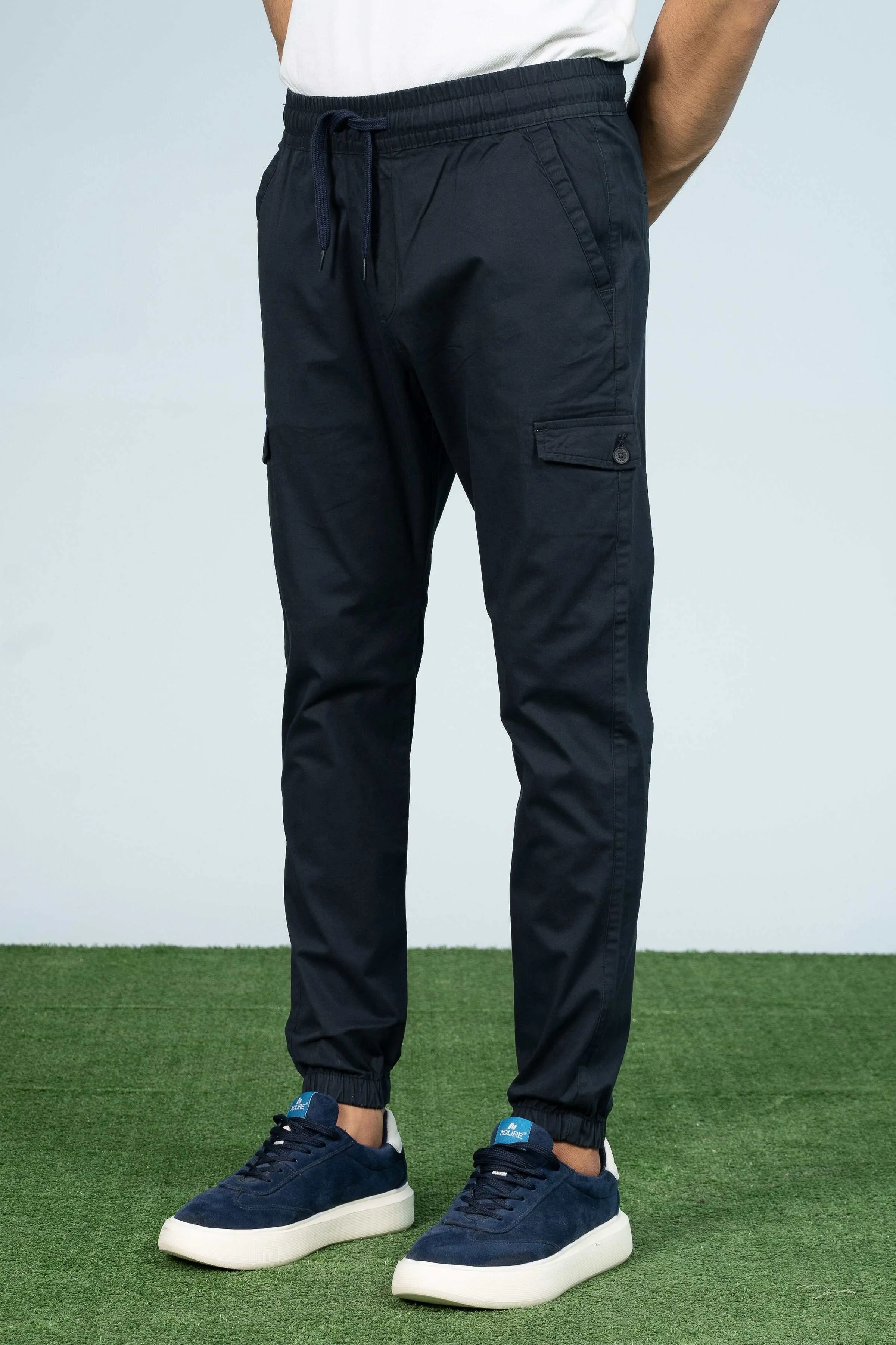 ENZYME WASHED JOGGER TROUSER NAVY