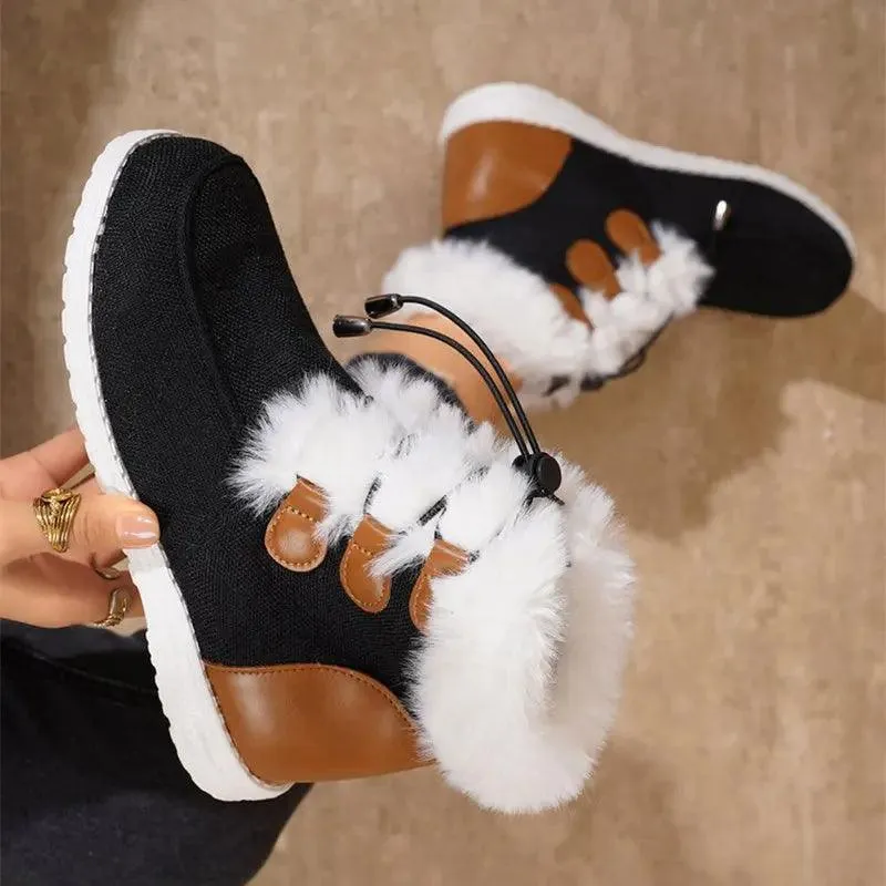 Fashion Round Toe Snow Boots Winter Warm Plush Flat Cotton Shoes Versatile Simple Short Boot For Women women's snow boots