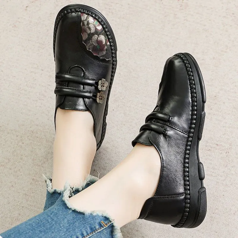 Fashion Women's Casual Shoes GCSPTY31 Leather Loafers Soft Comfortable Flats