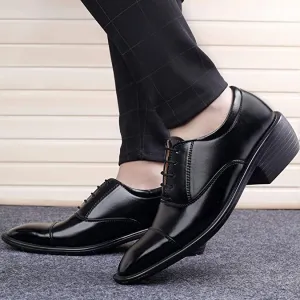 Fashionable Black Casual And Formal Office Wear Lace-Up Shoes-JonasParamount