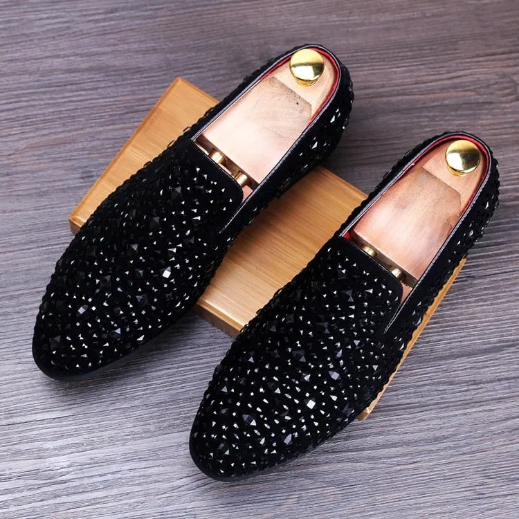 Fashionable Black Rhinestone Casual,Wedding,Party Wear Moccasins Loafer Shoes-JonasParamount