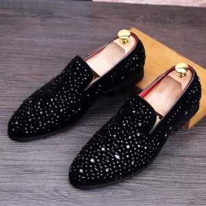 Fashionable Black Rhinestone Casual,Wedding,Party Wear Moccasins Loafer Shoes-JonasParamount