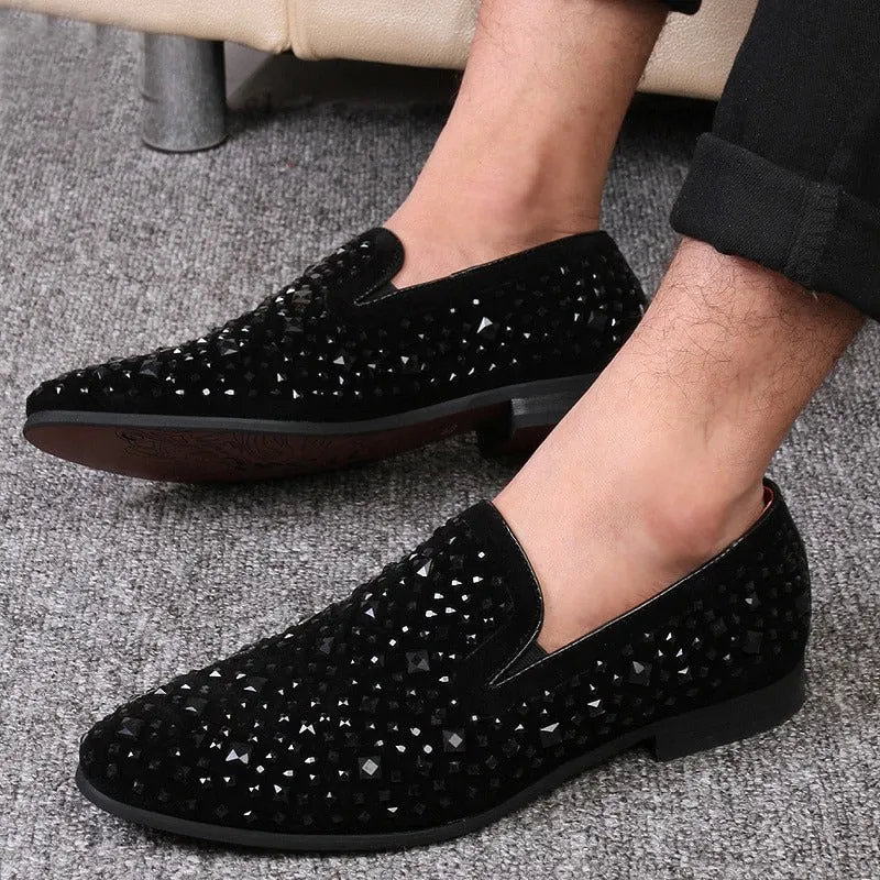 Fashionable Black Rhinestone Casual,Wedding,Party Wear Moccasins Loafer Shoes-JonasParamount