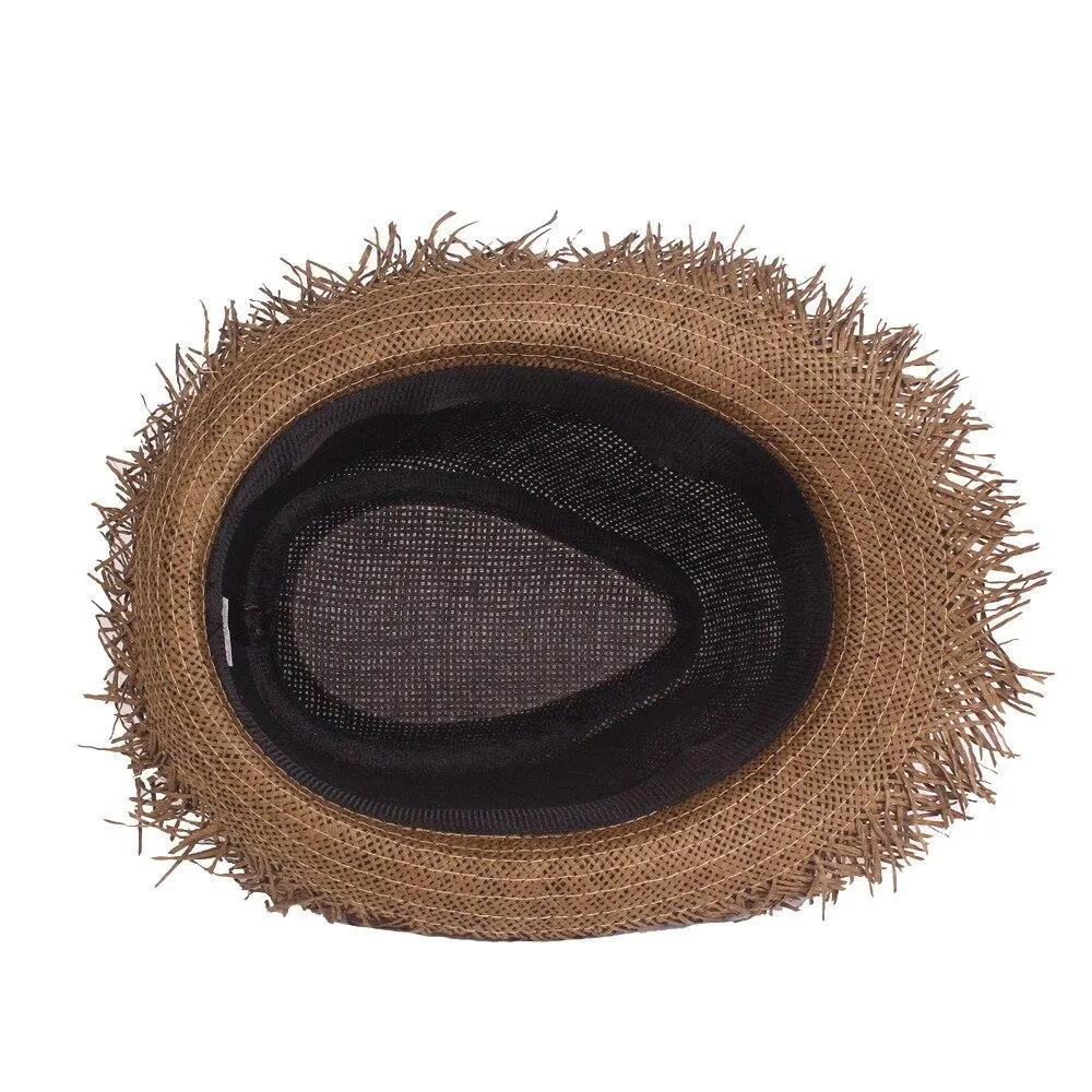 Frayed Edge Trilby Straw Hat