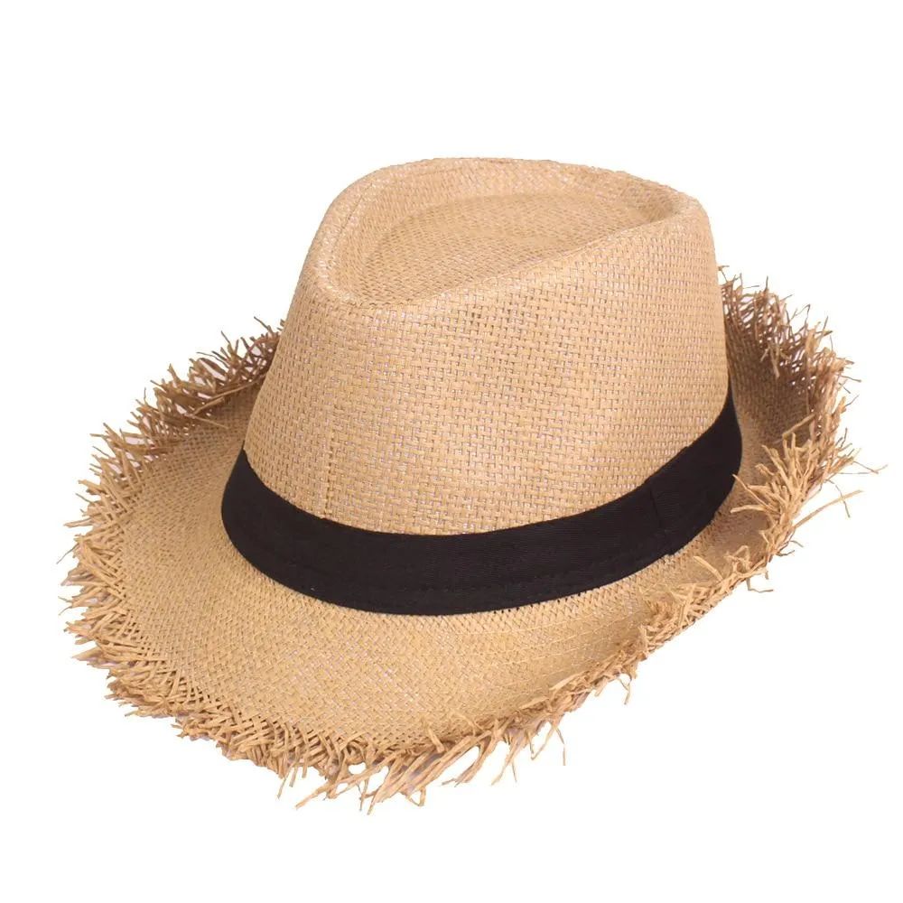 Frayed Edge Trilby Straw Hat