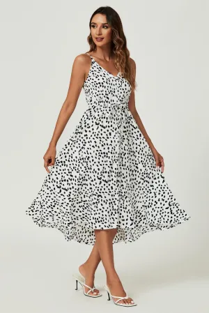 FS Collection Button Down High Low Strappy Dress In White