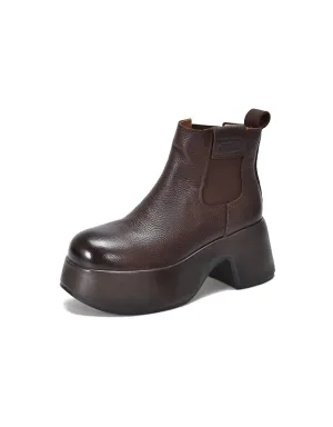 Genuine Leather Waterproof Platform Chelsea Boots