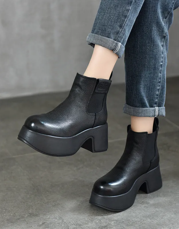 Genuine Leather Waterproof Platform Chelsea Boots