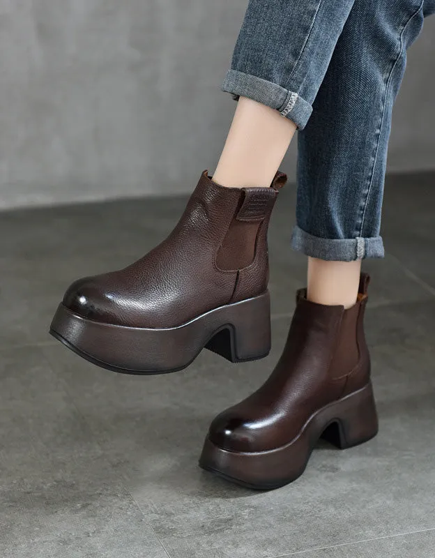 Genuine Leather Waterproof Platform Chelsea Boots