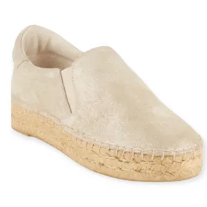 Gold Metallic Espadrilles Slip on Platform Leather Loafer Espadrilles