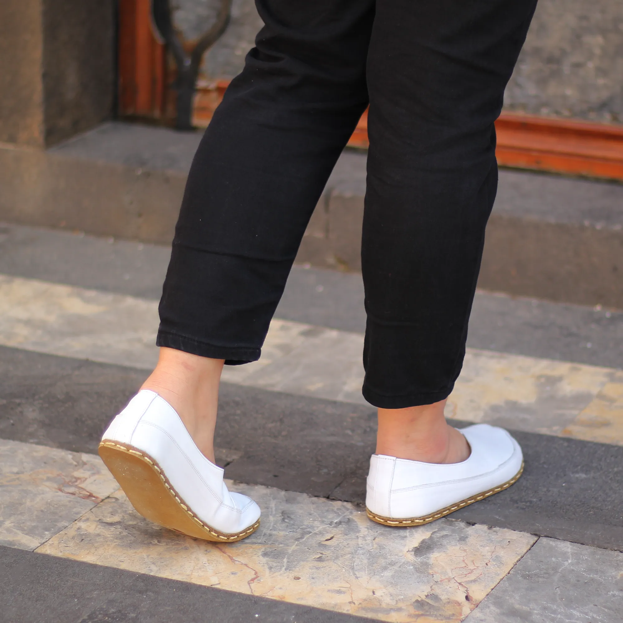 Handmade Barefoot Loafers for Women White