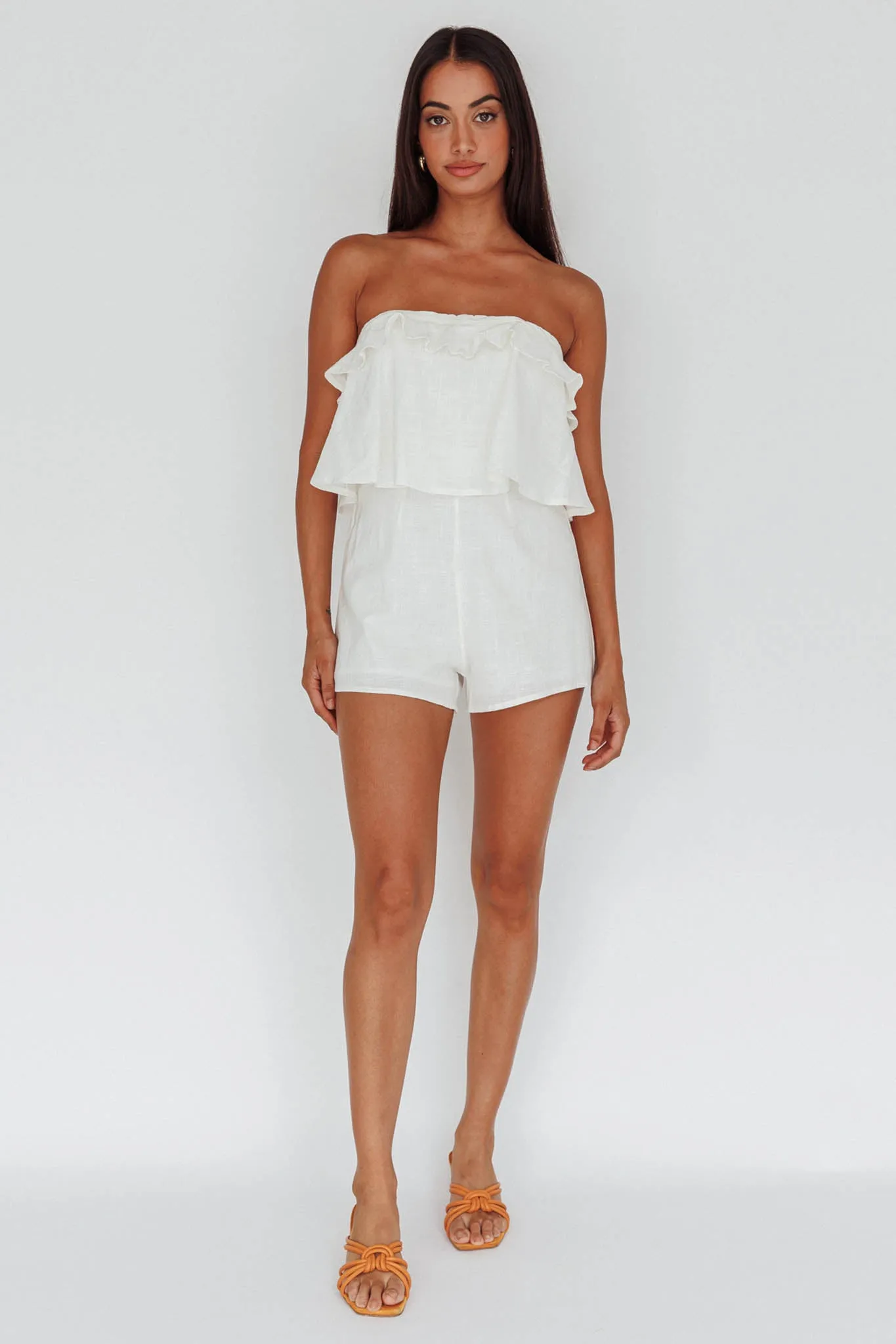 Joey Strapless Tie-Back Romper White