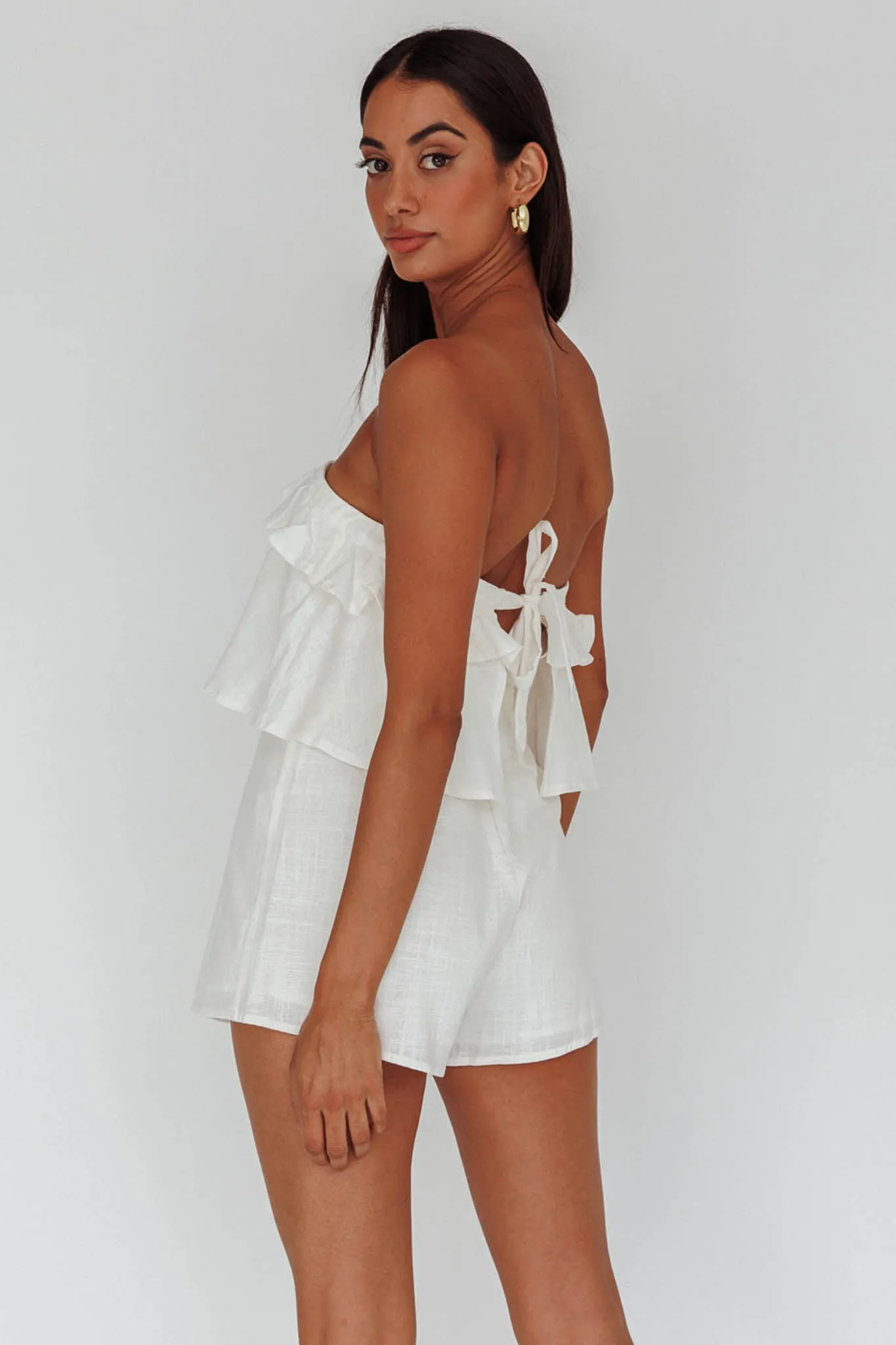 Joey Strapless Tie-Back Romper White