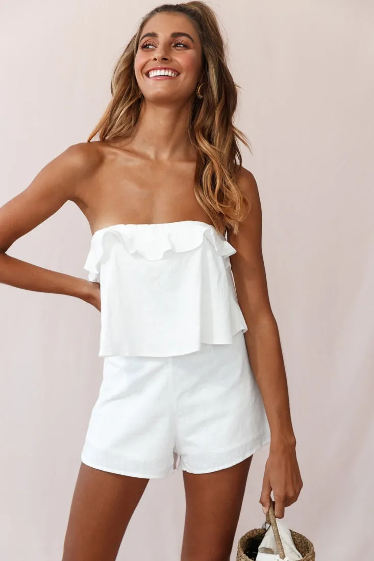 Joey Strapless Tie-Back Romper White