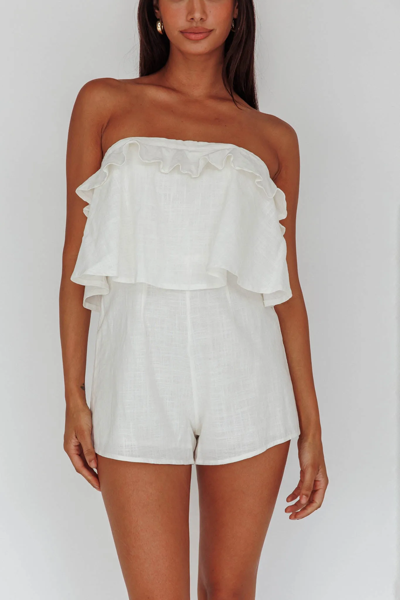 Joey Strapless Tie-Back Romper White