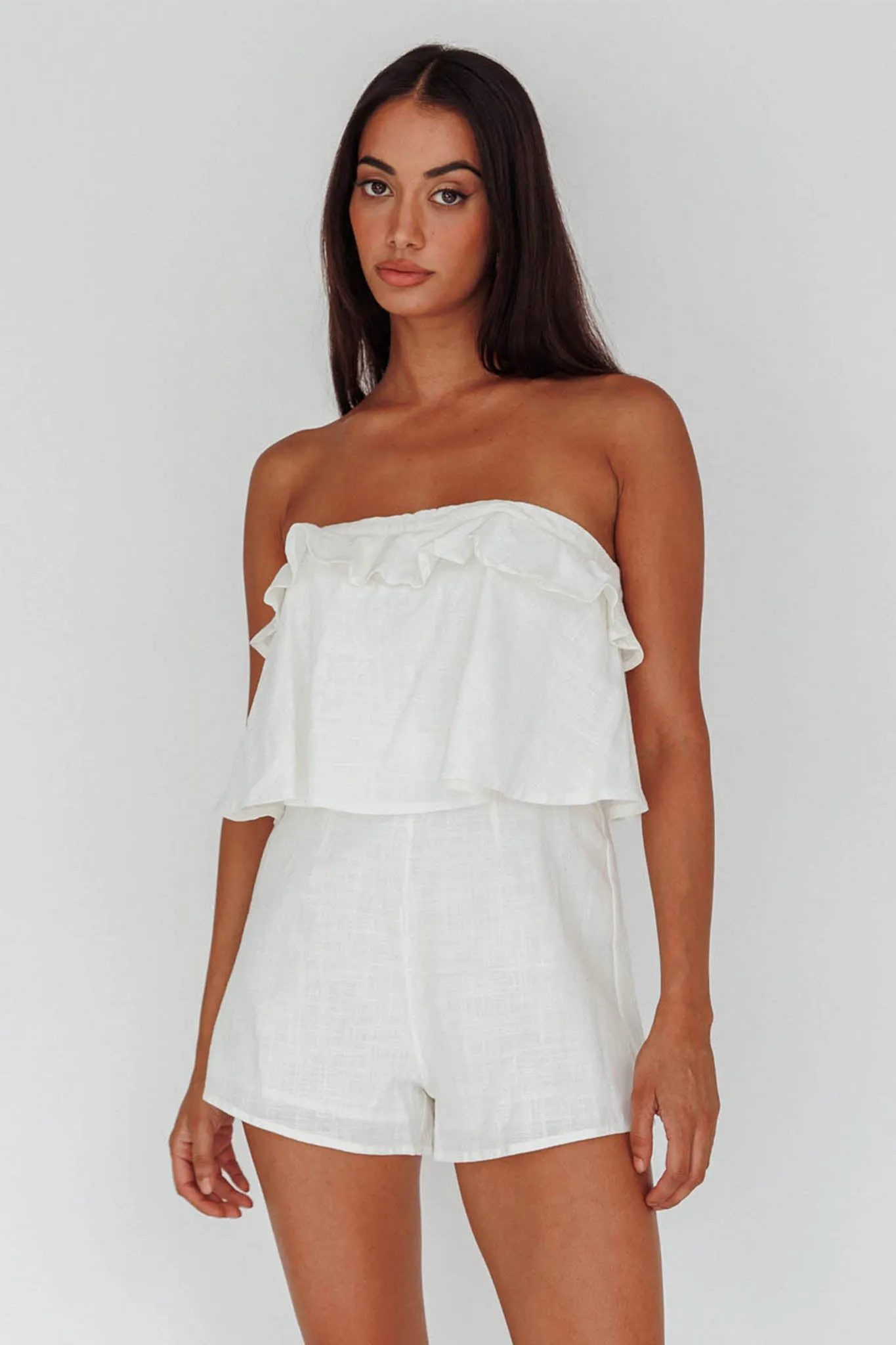 Joey Strapless Tie-Back Romper White