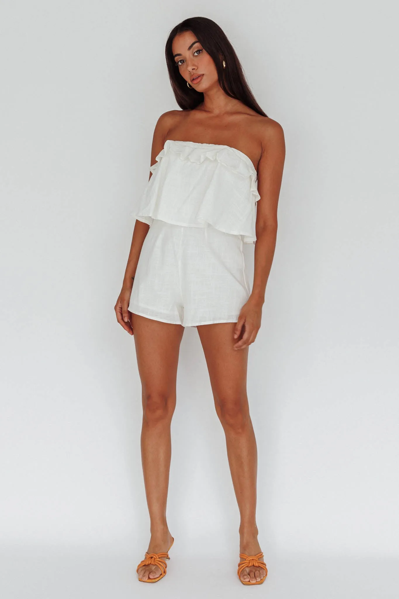 Joey Strapless Tie-Back Romper White