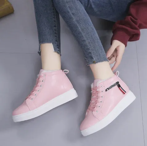 Lace Up Plush Snow Boots Sneakers