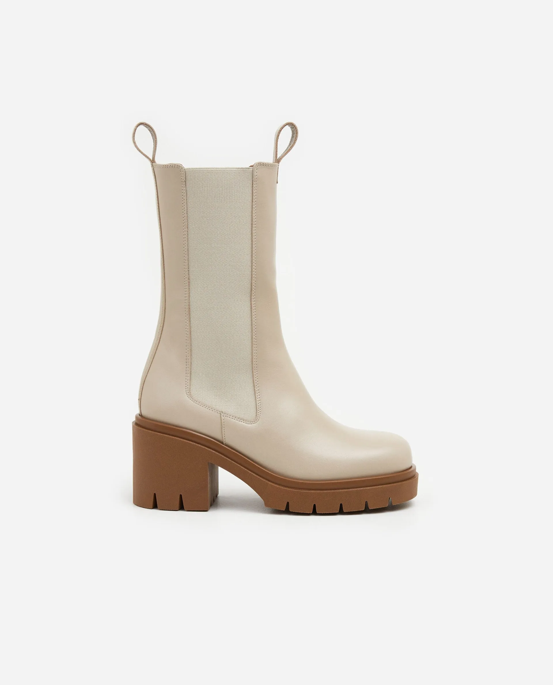 Lulu Creme Leather Chelsea Boots