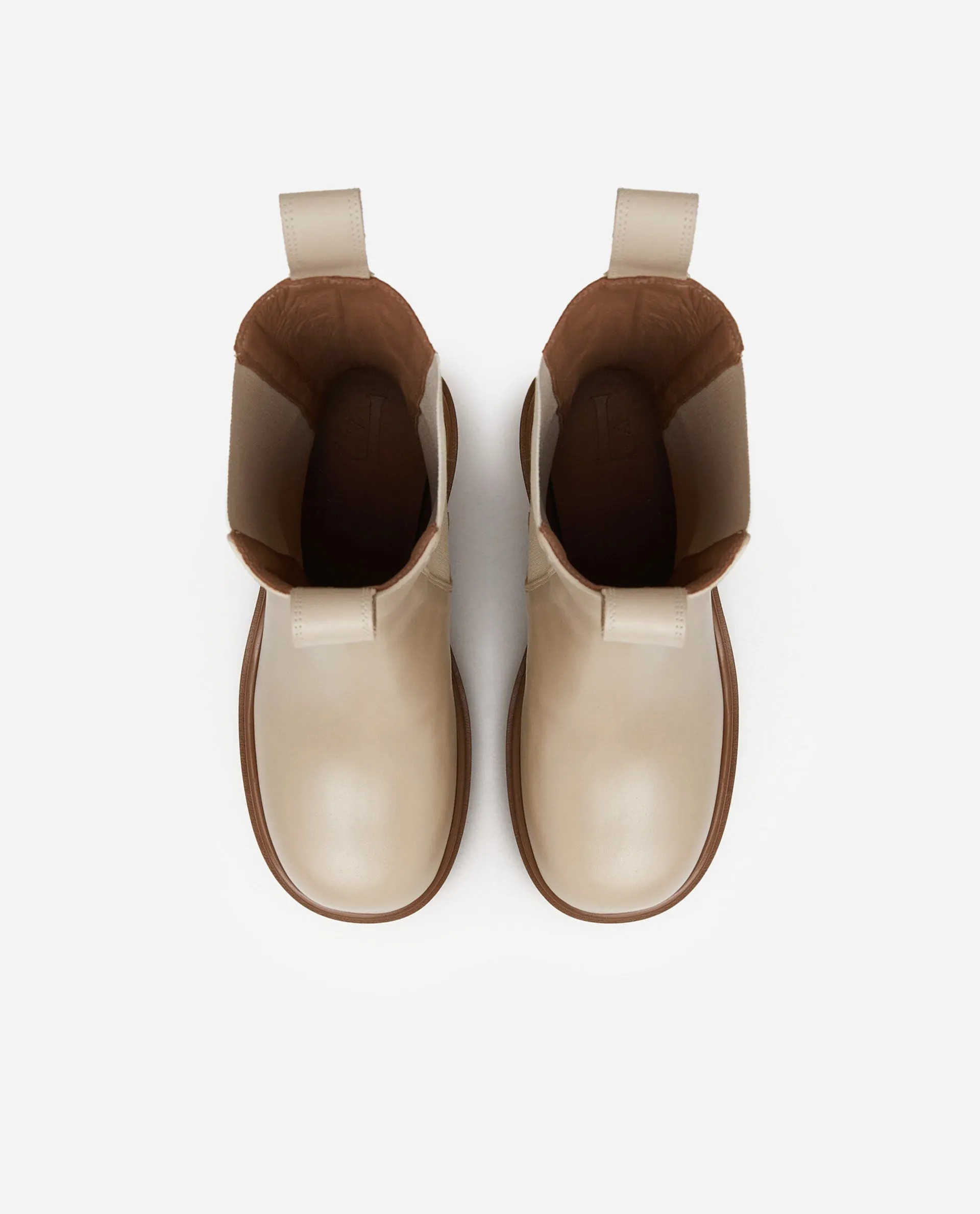 Lulu Creme Leather Chelsea Boots