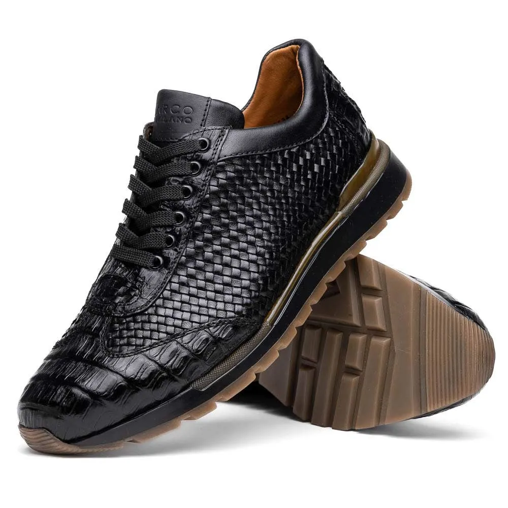 Marco Di Milano Roma Black Caiman Fashion Sneakers