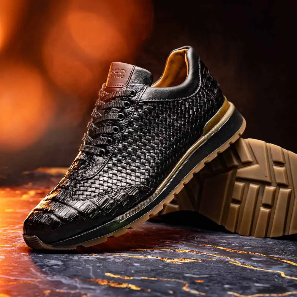 Marco Di Milano Roma Black Caiman Fashion Sneakers