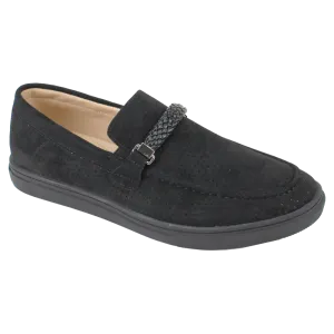 Men's Black Loafers Slip-On Shoes Suede Material Summer Drivers