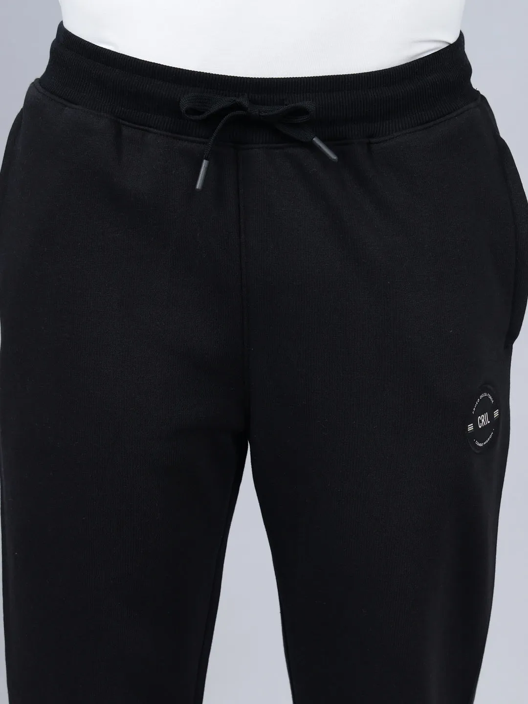 Men's Black Solid Winter Track Pant