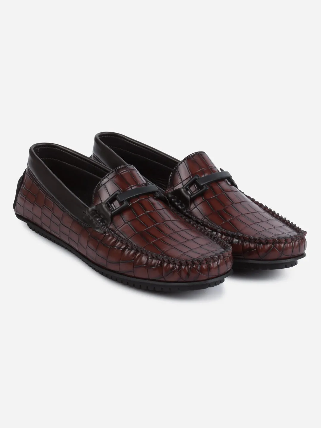 Men's Brown Moc Toe Buckle Loafer (IX4113)