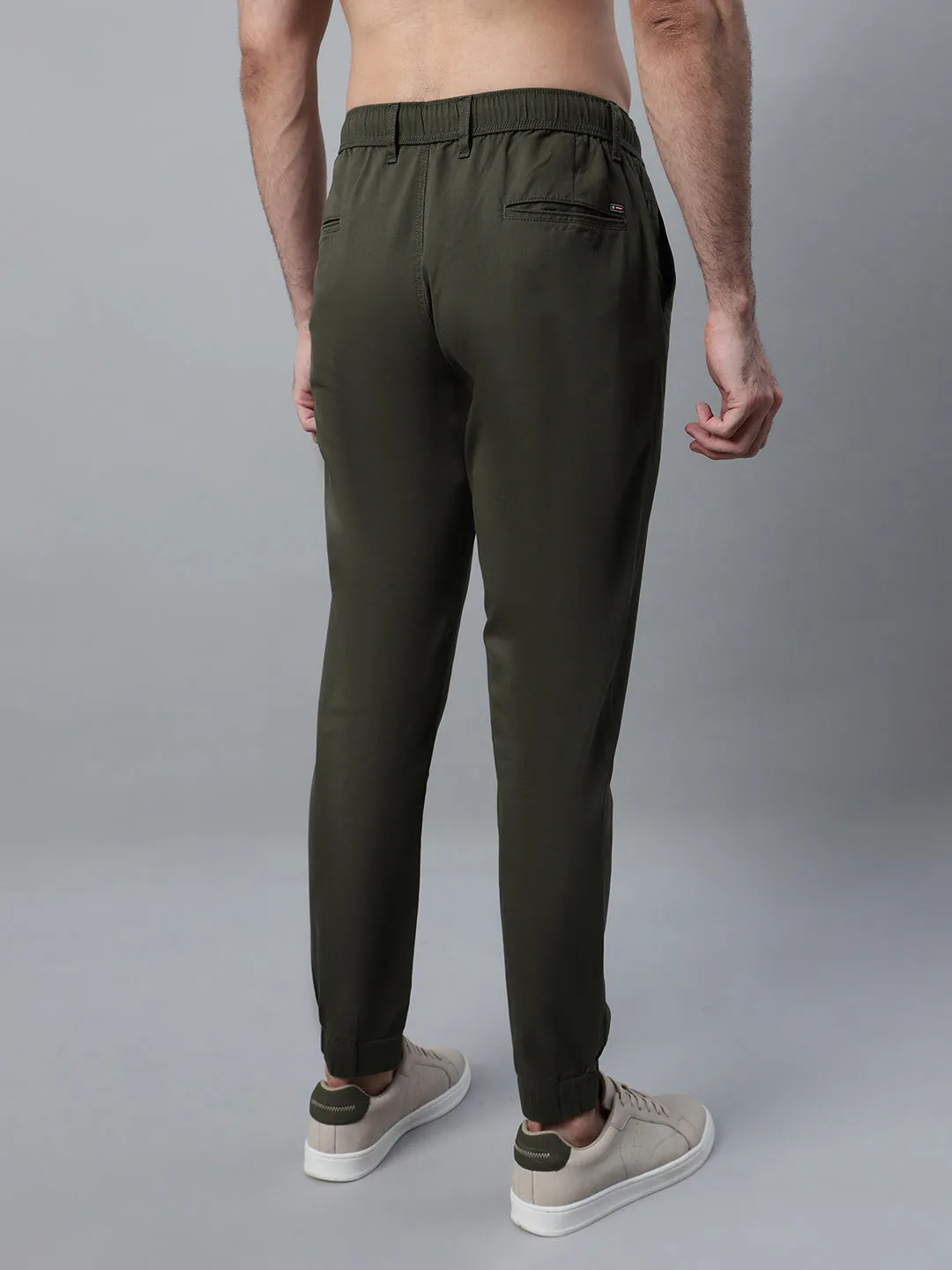 Men's Olive Green Solid Casual Jogger