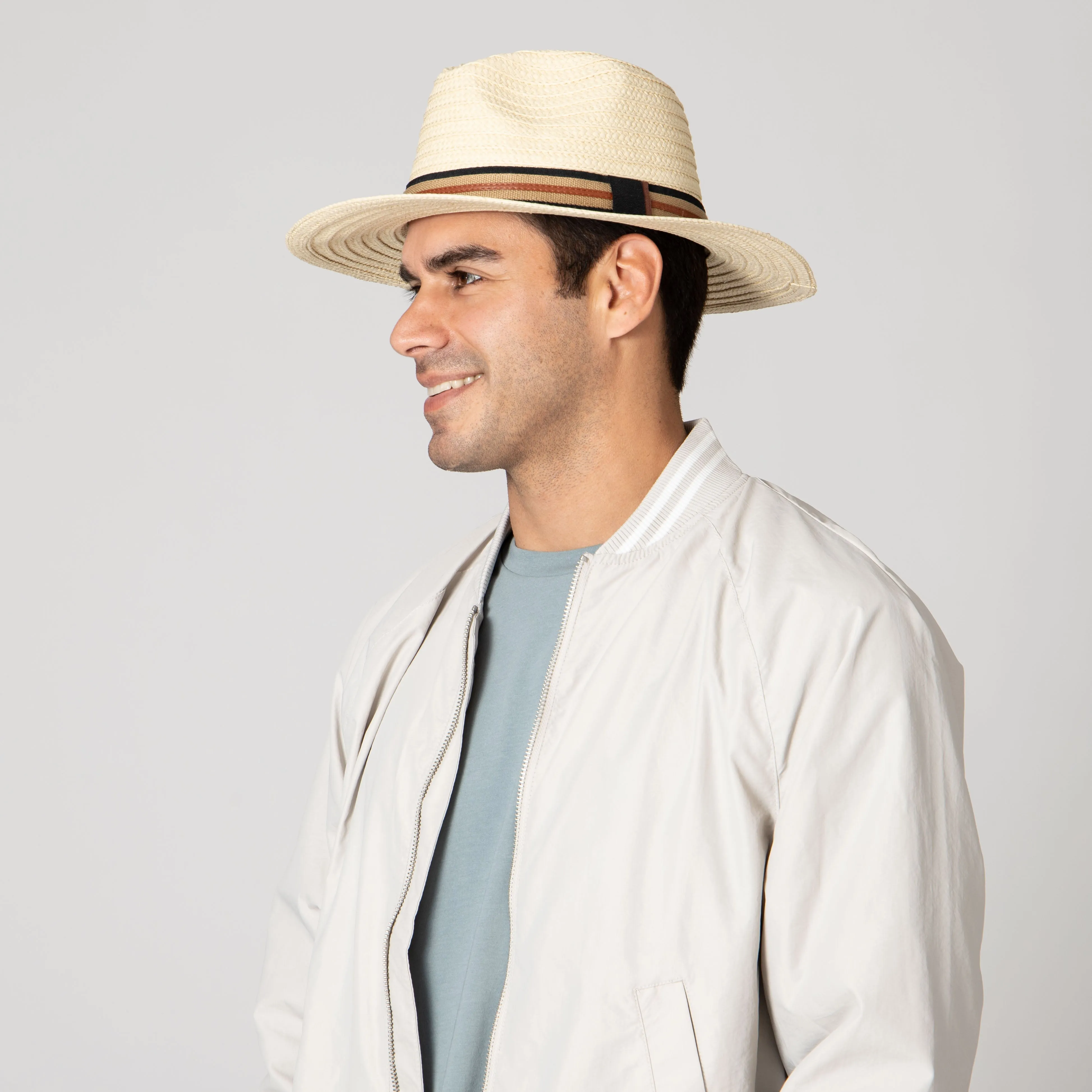 Men's Panama With Layered Webbing & Faux Leather Trim