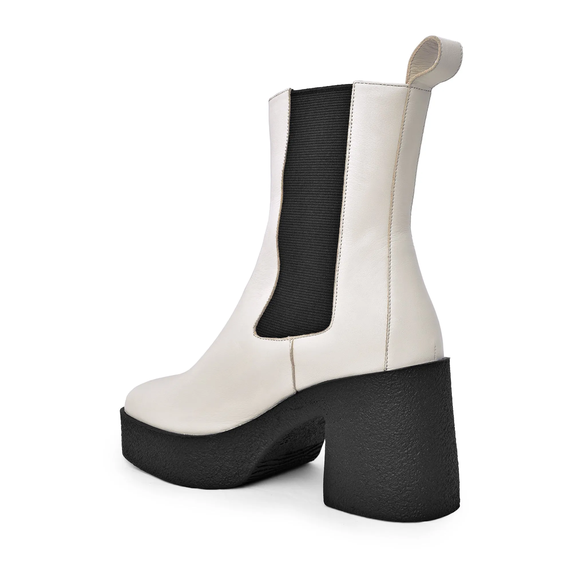 Momo Off White Leather Chelsea Boots