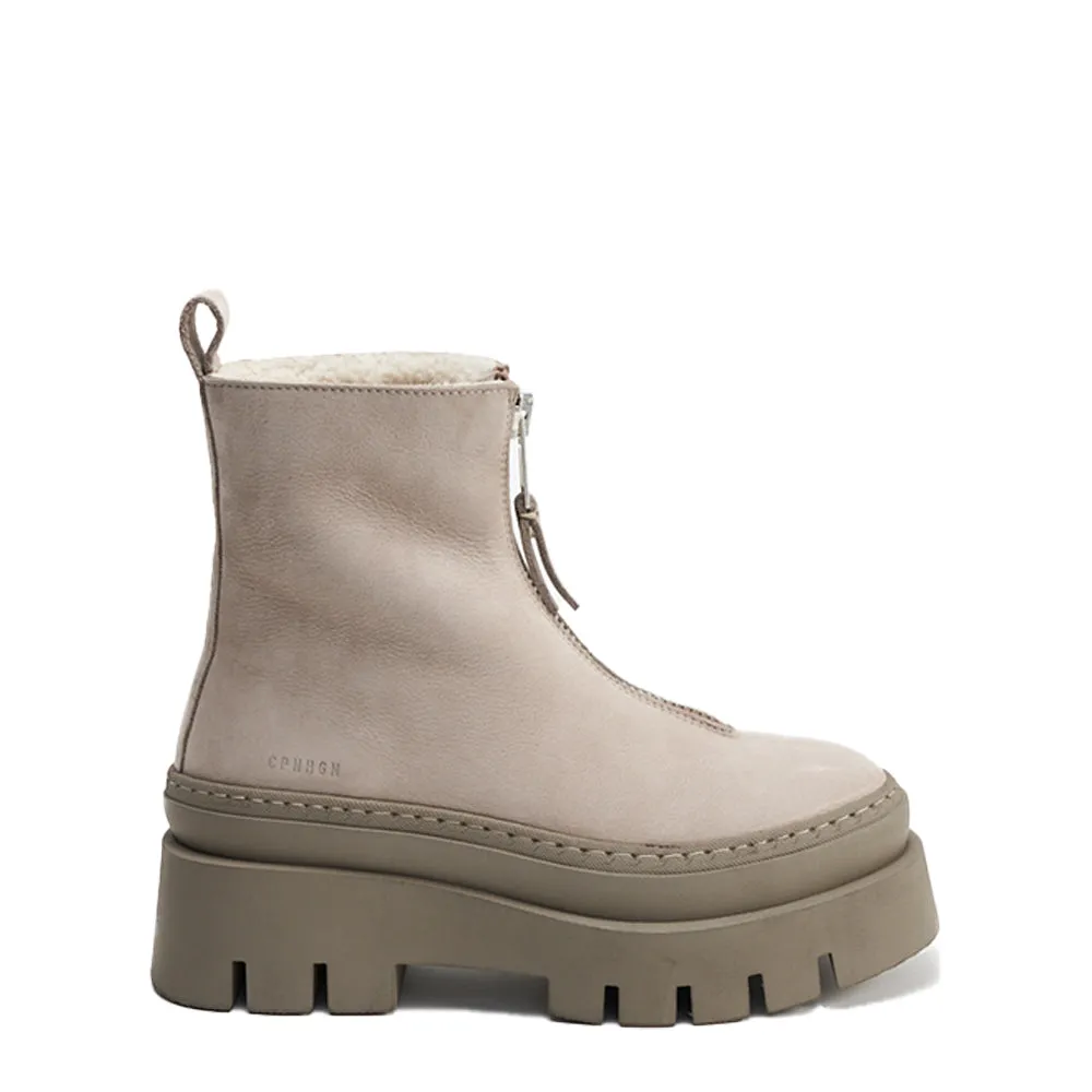 Nabuc Greige Front Zip Winter Boots