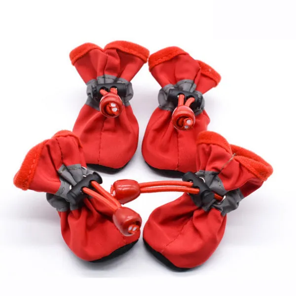 New 4pcs Waterproof Pet Dog Shoes - Anti-slip Rain and Snow Boots with Elastic and Cotton Features