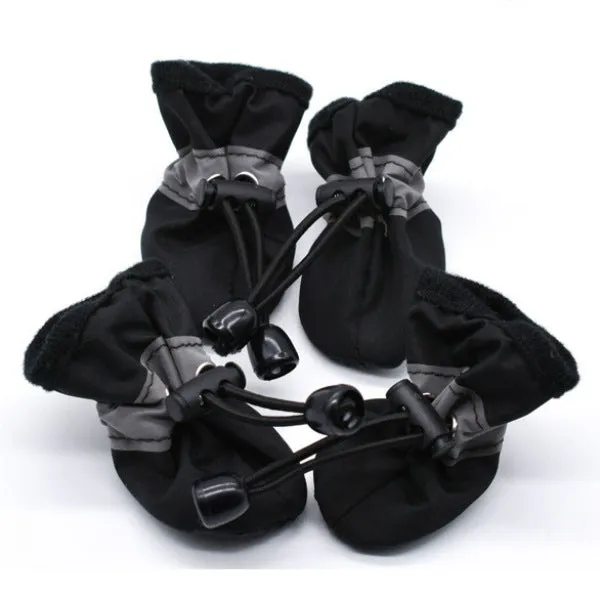 New 4pcs Waterproof Pet Dog Shoes - Anti-slip Rain and Snow Boots with Elastic and Cotton Features