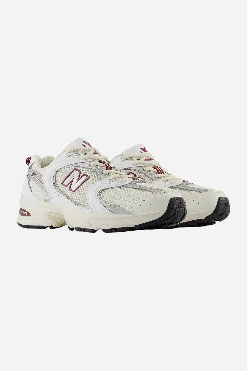 New Balance 530 Sneakers in Sea Salt with White and Mercury Red (MR530SZ)