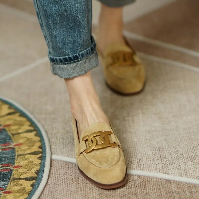 New Spring/Autumn Fashion Camel Buckle Casual Suede Women British Style Loafers