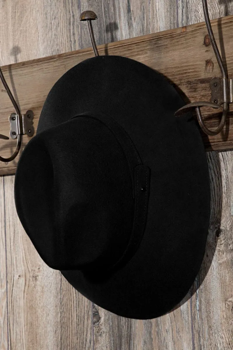 Panama Wool Hat with Band (Black)